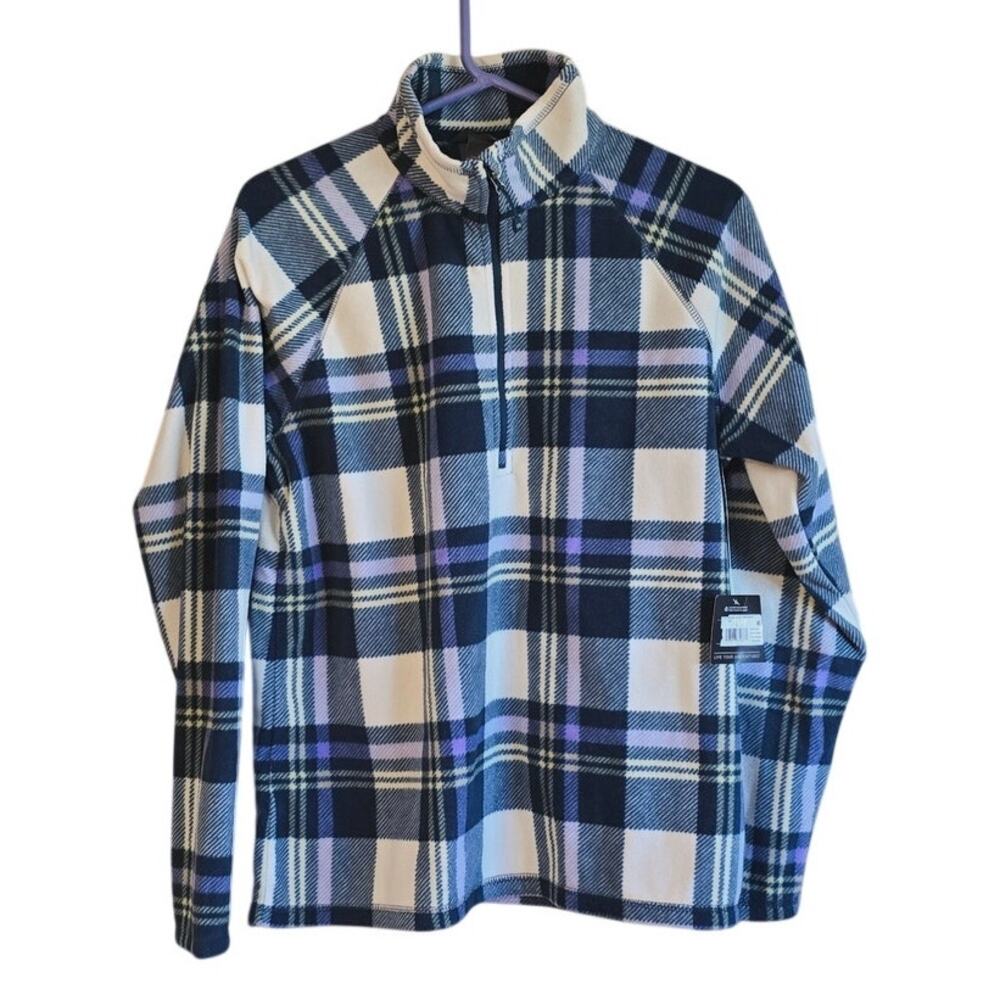 Eddie bauer plaid quest 1/4 zip pullover size large womens nwt